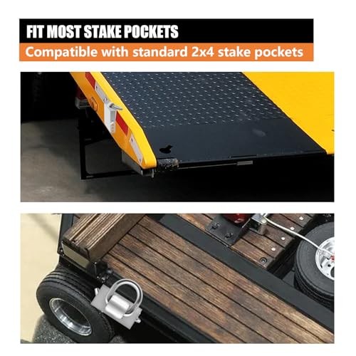 Pack Trailer Tie Down D Ring Stake Pocket Car Hauler Trailer 4 Silver