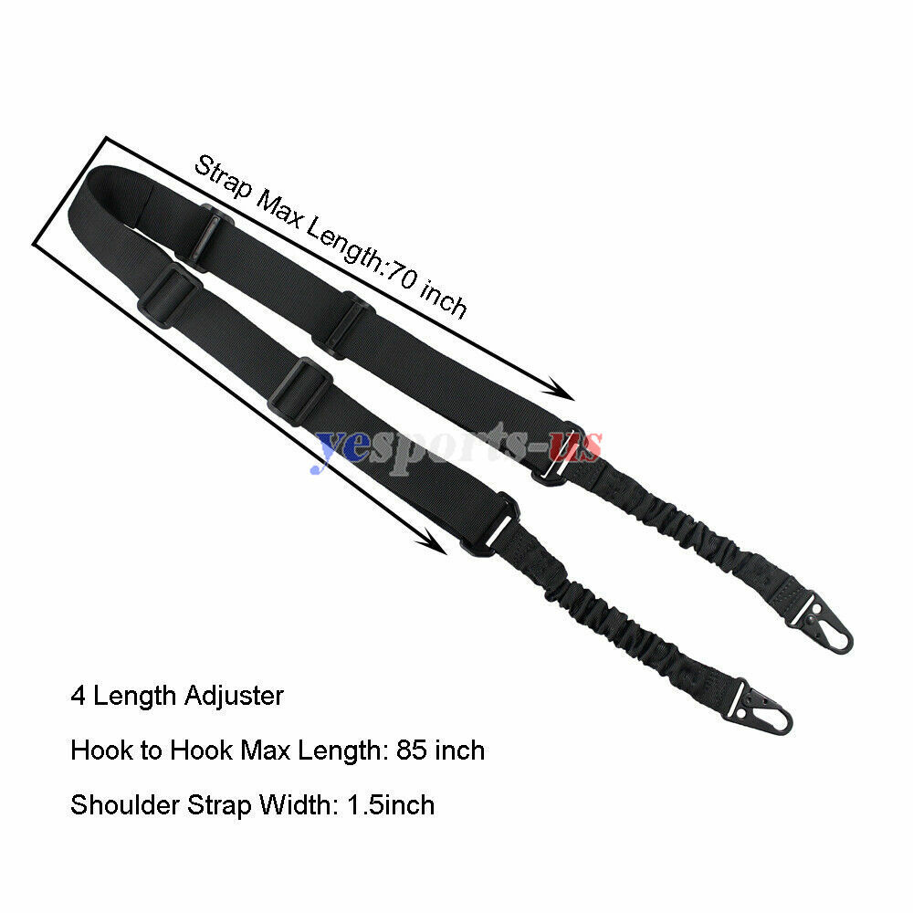 Tactical 2 Points Bungee Rifle Sling Adjustable with 2 ButtStock Sling Adapter