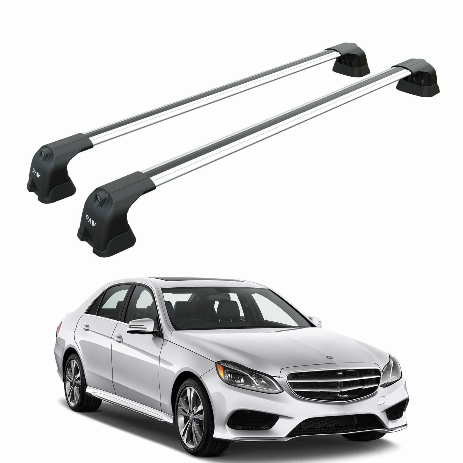For Mercedes E Sedan W212 2013-2017 Roof Rack Cross Bars Fix Point Alu Silver