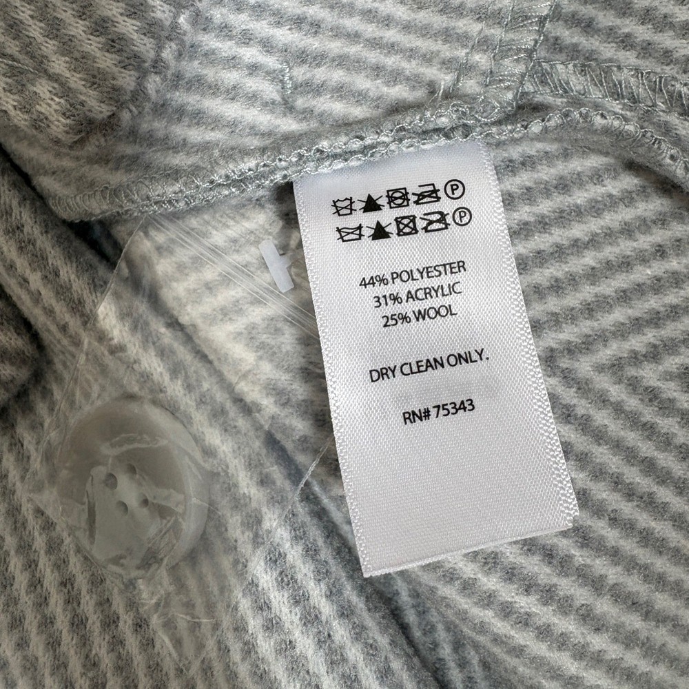 NWT Joie Herringbone Short Pea Coat 3 Button Front Wool Blend Gray White Medium