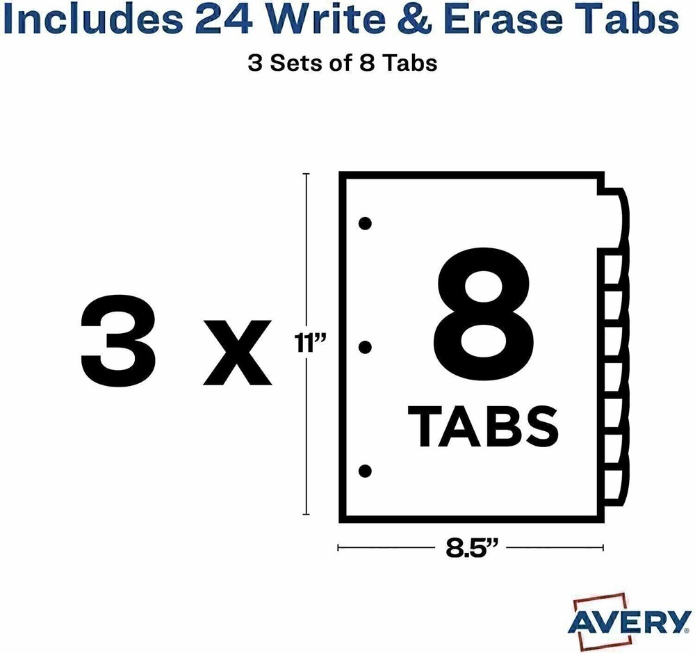 Avery Big Tab Write & Erase Durable Plastic Dividers, 5 MulticolorTabs 3 Sets