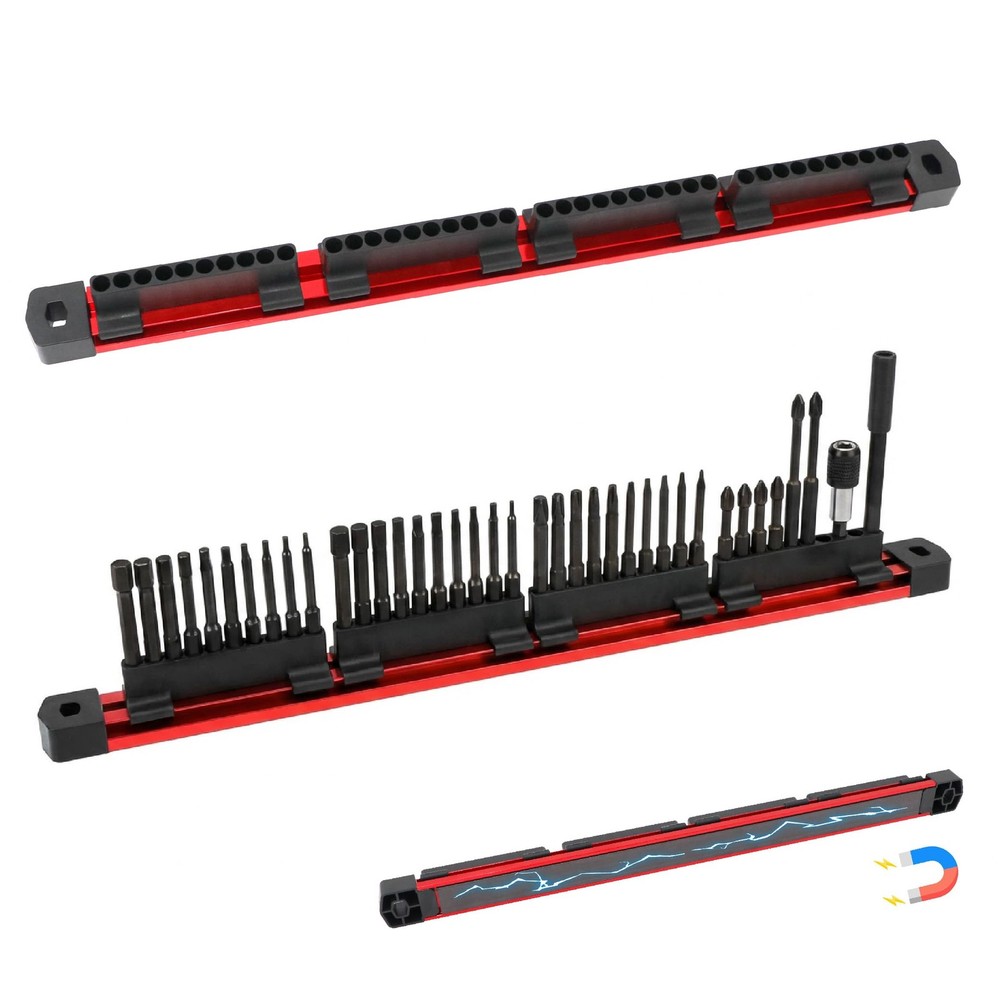 Cenforge 2-PC Magnetic Drill Bit Organizer, Slidable Rack, 80...