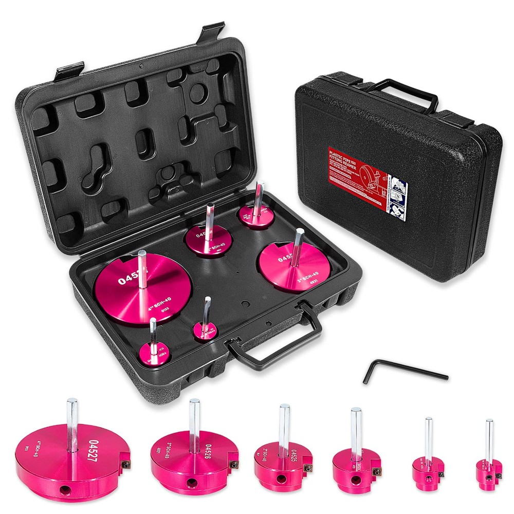 6 Piece Plastic Pipe Fitting Reamer Kit for 1/2" Drill, Includes 0.75", 1", 1...