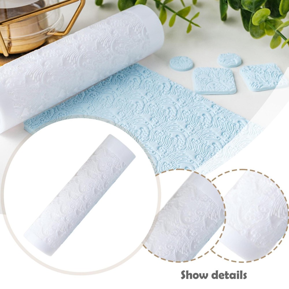 Ocean Wave Clay Texture Pottery Roller for DIY Arts Crafts Projects