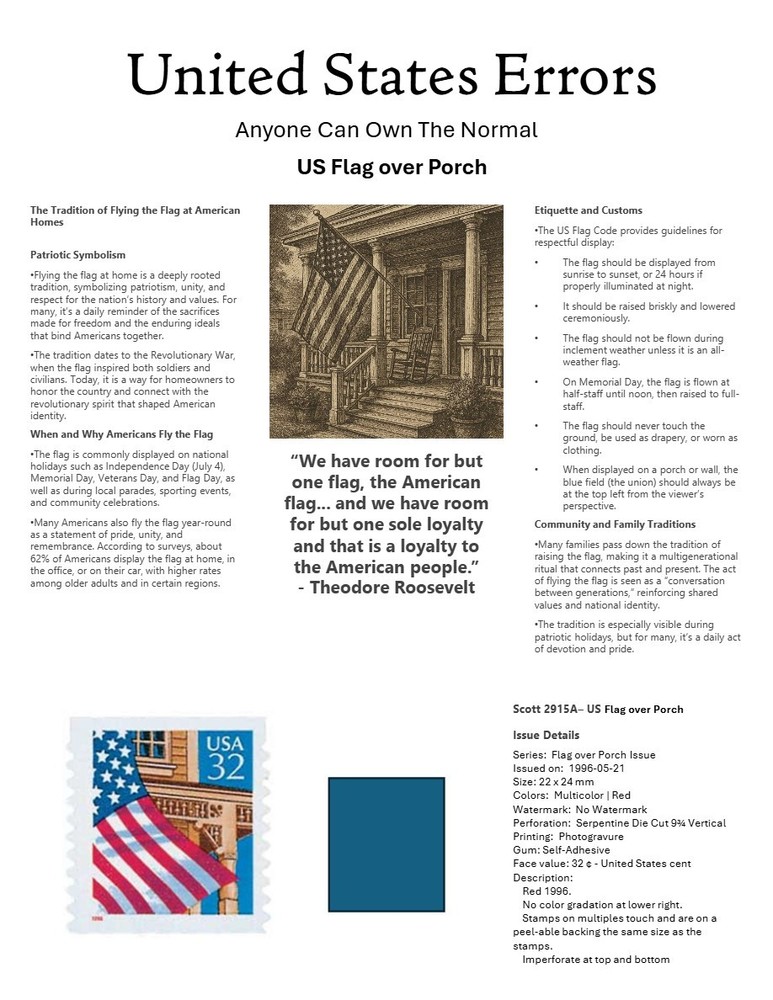 Centsational Custom Presentation Panel For Error SN 2915A - 8.5” X 11”