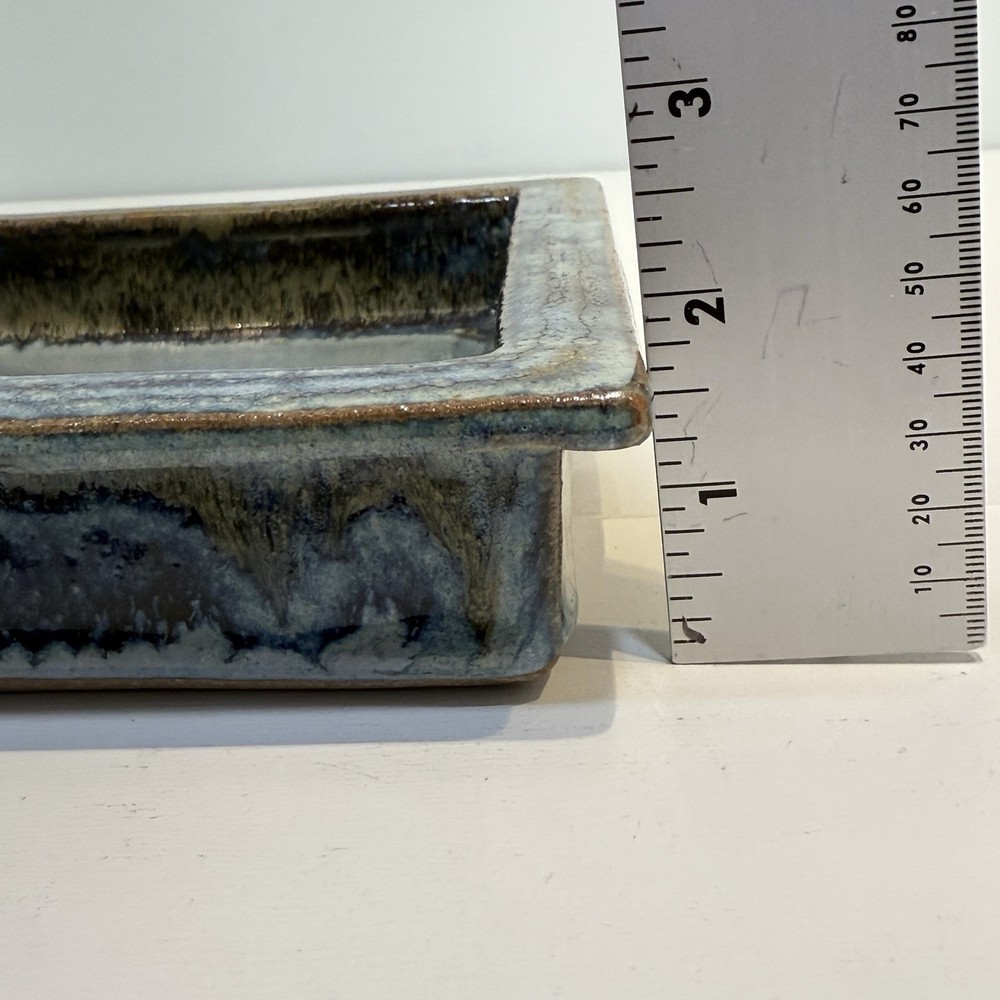 Wallis Studio Art Pottery Rectangular Shallow Casserole Blue Glaze 8”x10”x2”