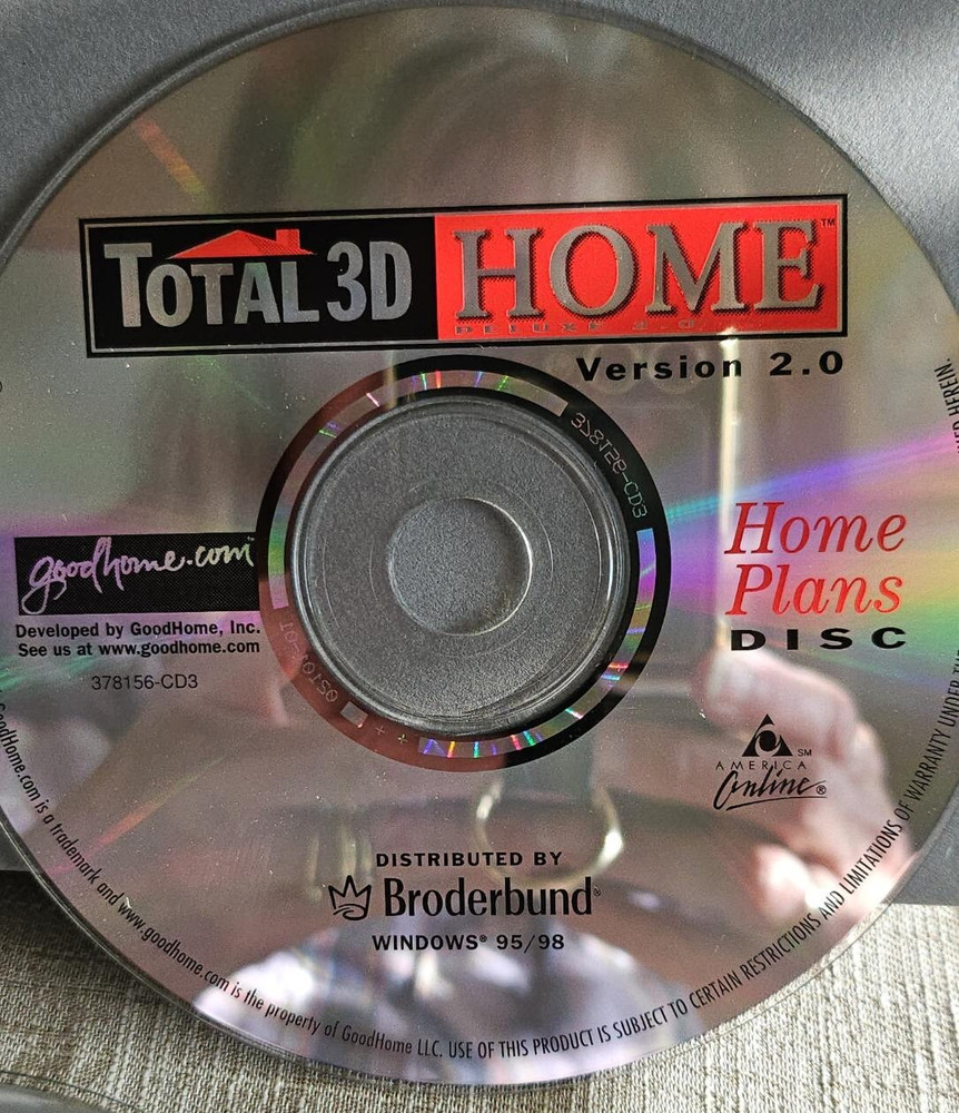 TOTAL 3D HOME Software BRODERBUND CD-ROM WINDOWS 95/98 Version 2.0 REDECORATE !