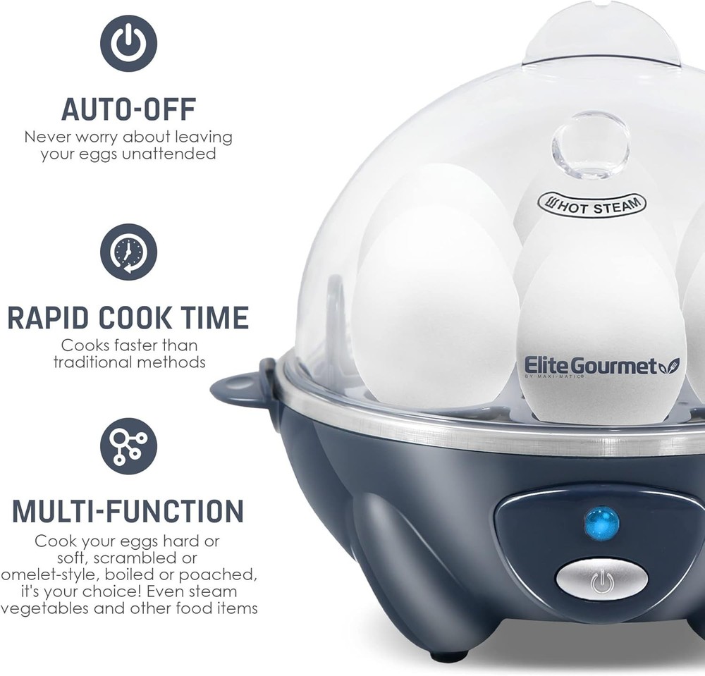 Versatile Egg Cooker: Boil, Poach & Scramble 7 Eggs Effortlessly, Auto Shut-Off