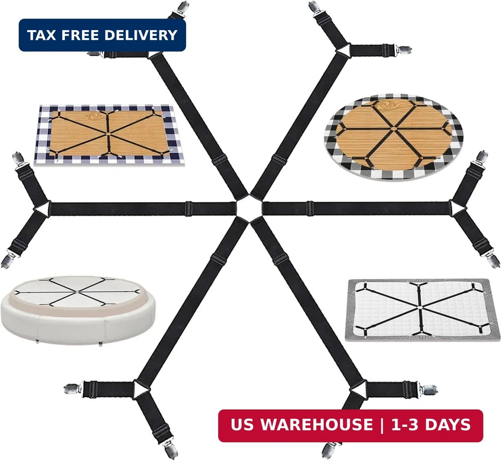 Bed Sheet Holder Straps, Adjustable Elastic Fitted Sheet Strap Tablecloth Clip B