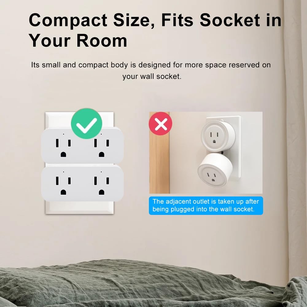 2 Pack 16A WiFi Smart Plug with App Remote Control Timer and Compact Design