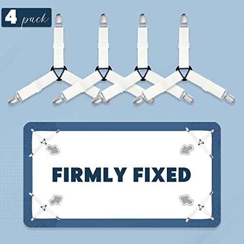 4 PCS Adjustable Bed Sheet Holder Straps Sheet Stays Keepers Fasteners