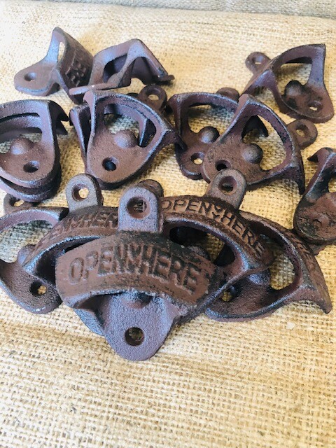 100 Rustic Cast Iron OPEN HERE Wall Mounted Beer Bottle Openers Bar Work Kitchen