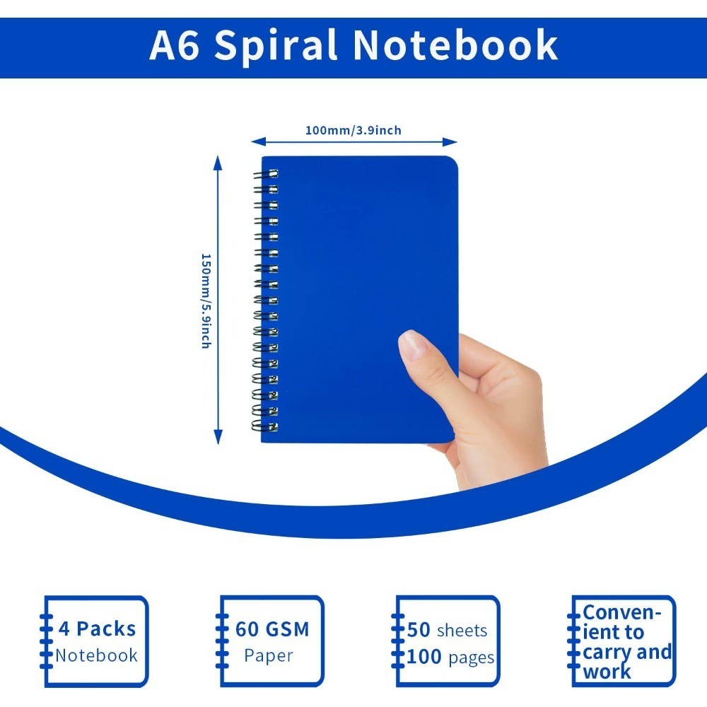 4-Pack Pocket Spiral Notebooks 4.2x6.1 inch Small Notepad Mini Journal for Notes