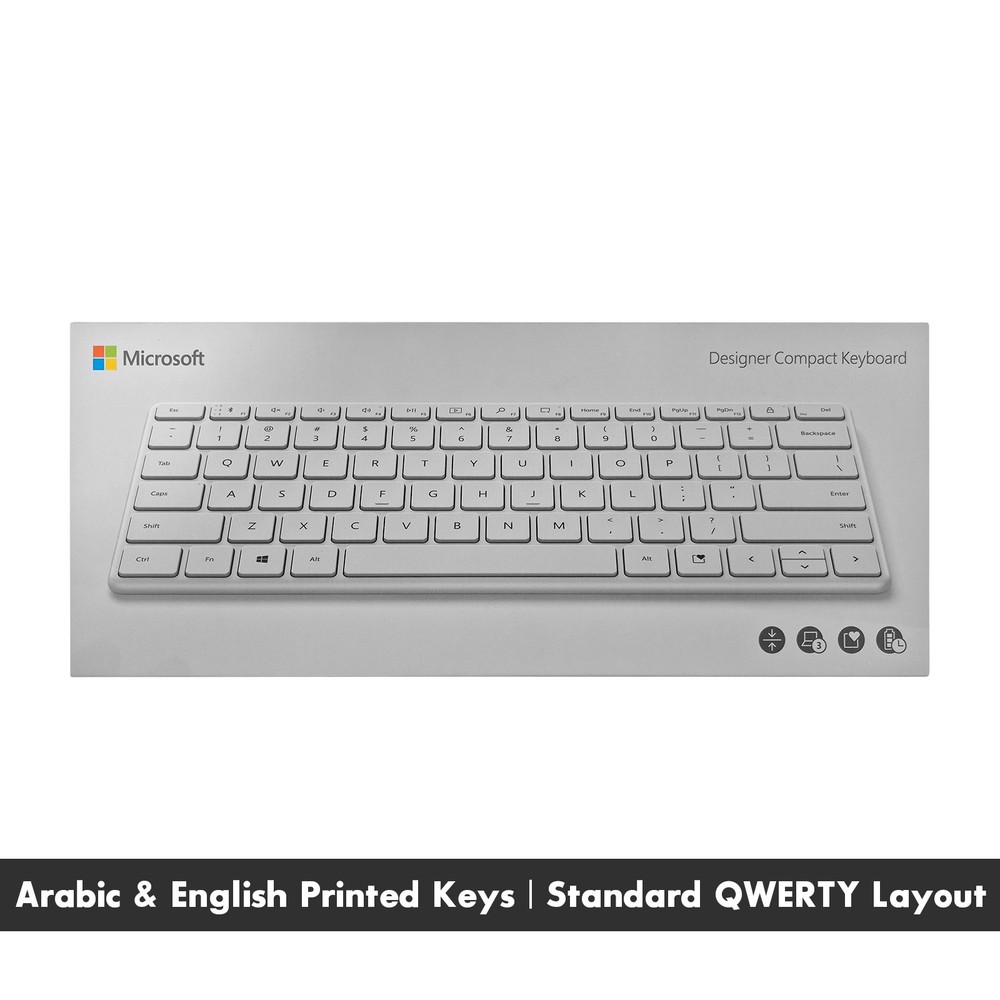Microsoft Designer Compact Wireless Bluetooth Keyboard English Arabic PC Mac
