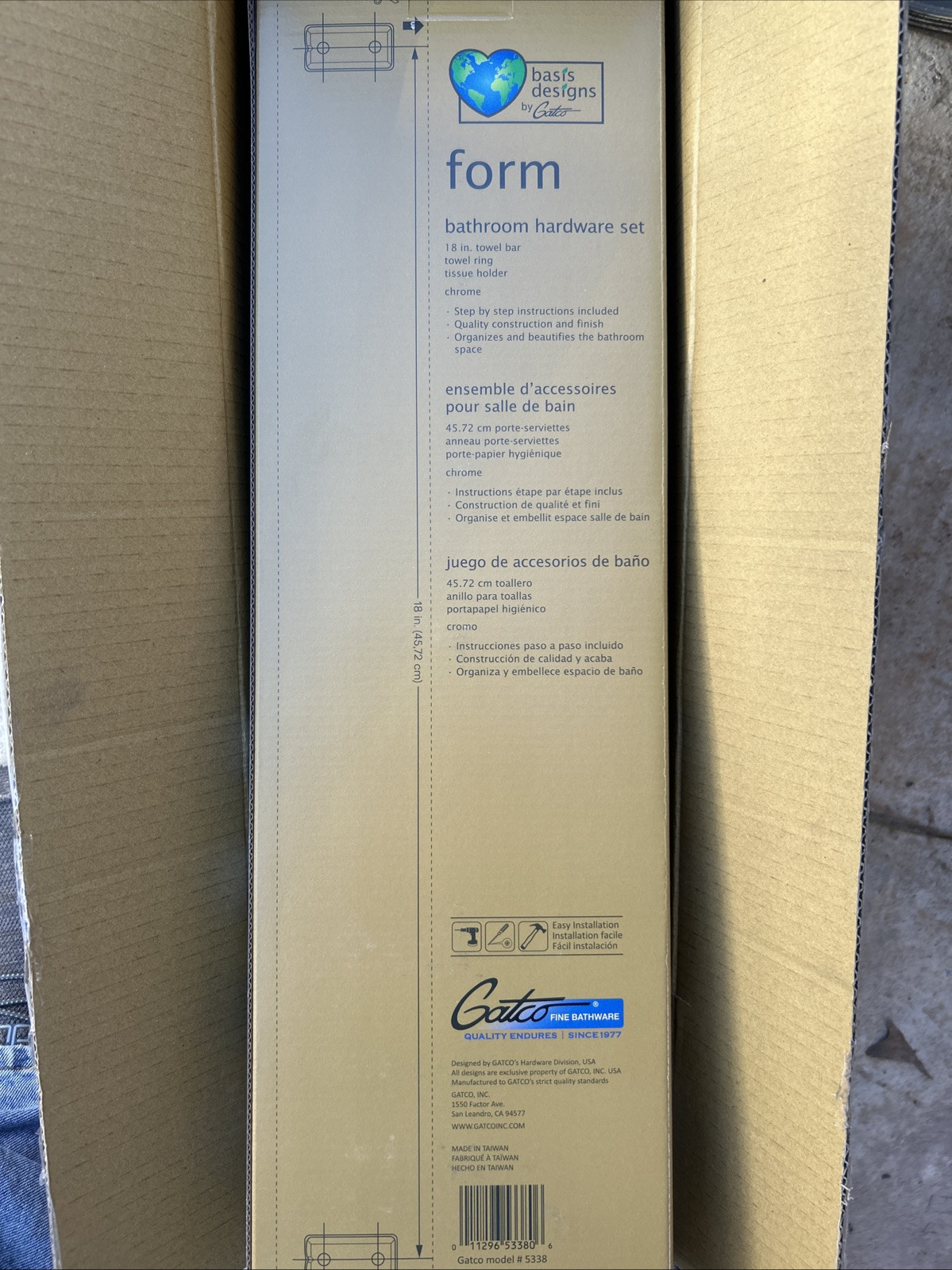 Gatco Form 3 Piece Bath Hardware Set Chrome 5338 New