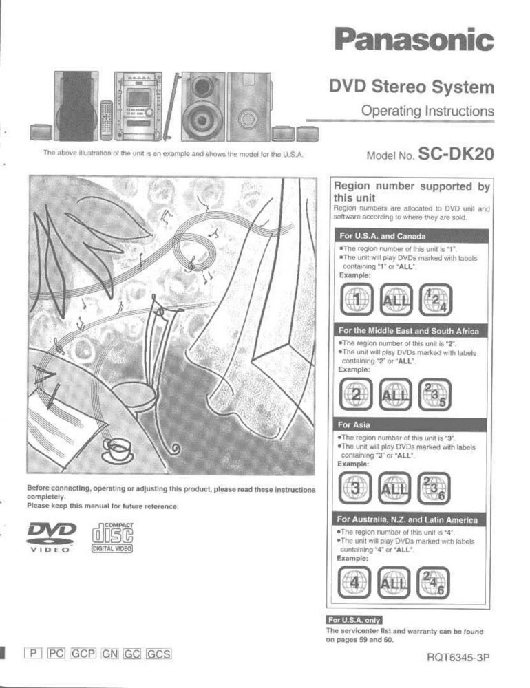 Panasonic SC-DK20 Stereo System Owners Instruction Manual