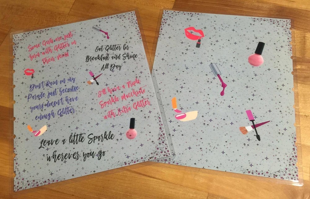 Sparkle Glitter Makeup Front & Back Cover Set made for use with Happy Planner
