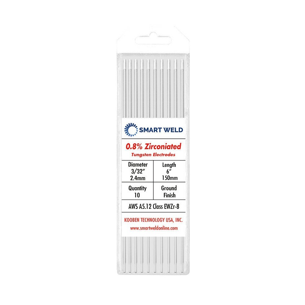 White TIG Welding Tungsten Electrode 3/32"x6" (10 pack, WZ8, 0.8% Zirconiated)