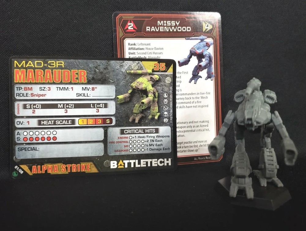 Battletech Marauder Mech + Pilot Cards Command Lance IS Kickstarter Catalyst