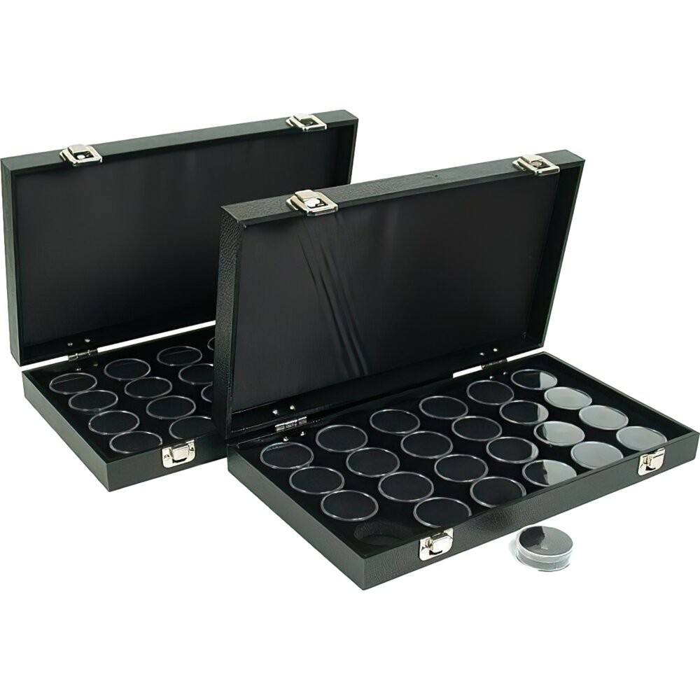 2 24 Black Gem Jars Display & Travel Case