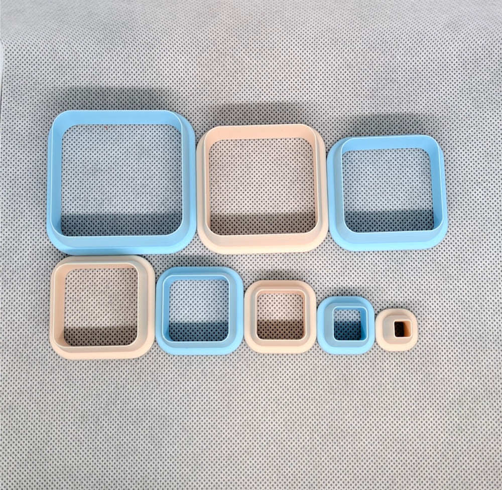 Rounded Square Clay Cutter Shape Set ~ Polymer Crafting Tool ~ Stackable Outline