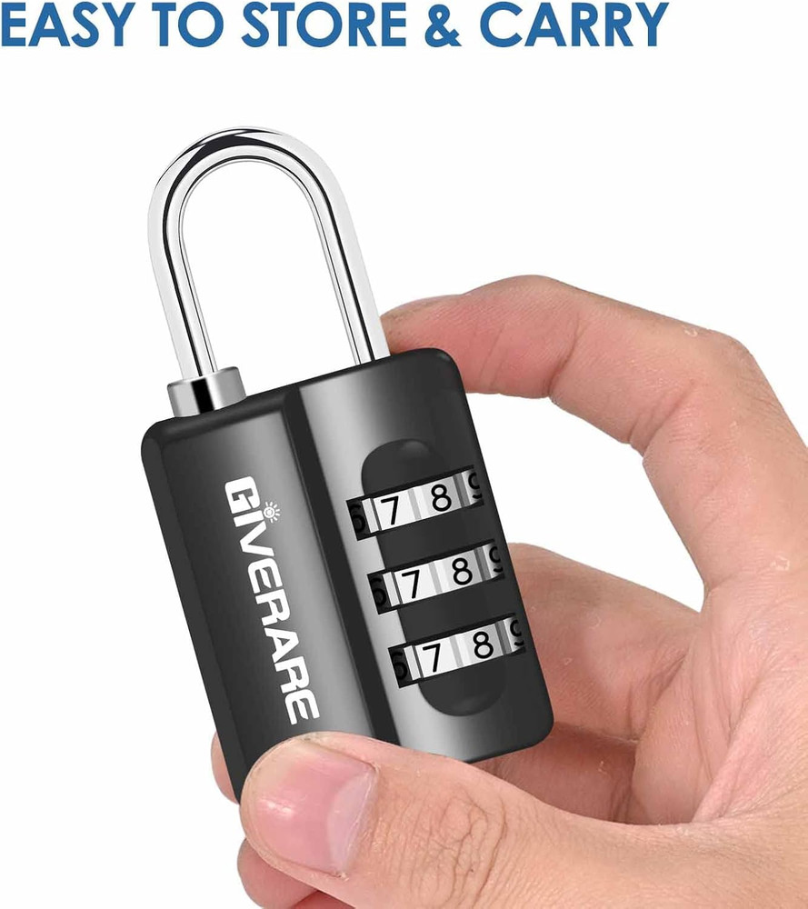 4 Pack 3-Digit Combo Locks, Keyless Resettable Luggage & Locker Locks, Black Set