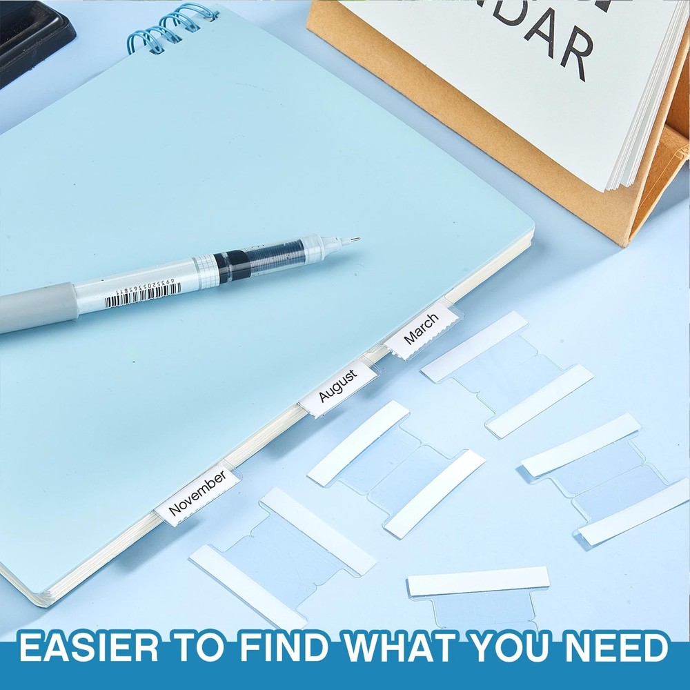 Insertable Self Adhesive Tabs with Printable Inserts, 1 Inch Clear Index...