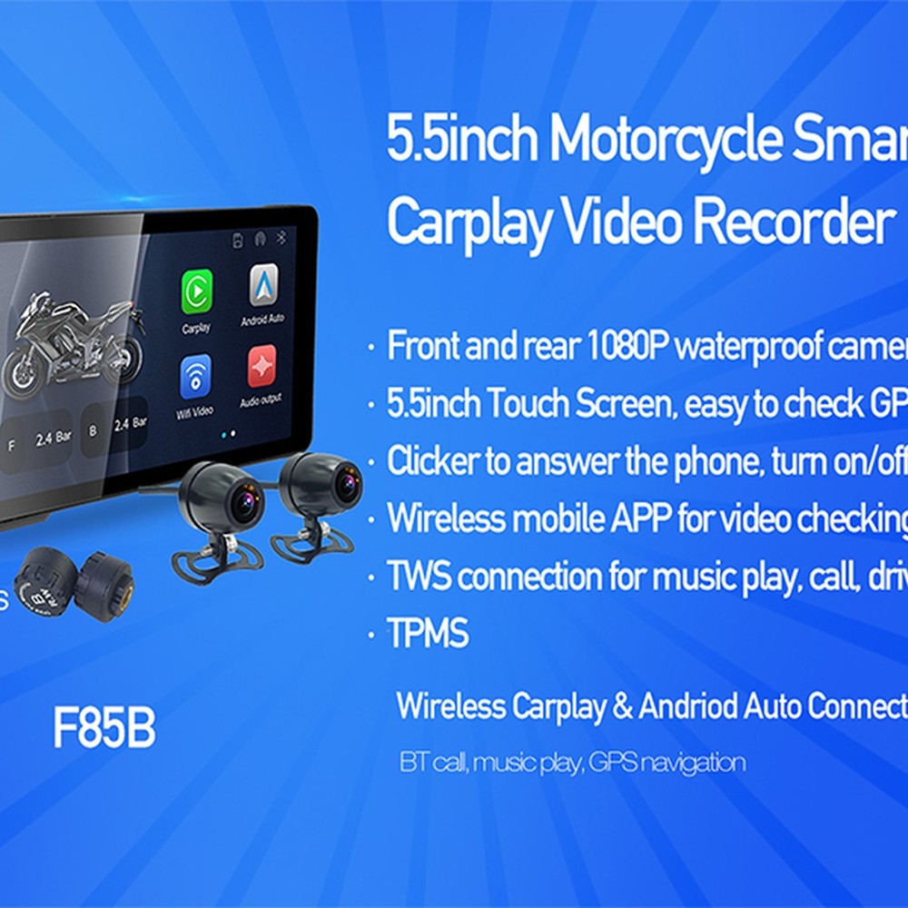 Motorcycle Dashboard 5.5" Touchscreen V4.0 Bluetooth Wireless CarPlay Android