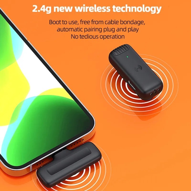 Microfono Mini inalambrico Para Celular Camara Solapa Estuche de Carga Type-C