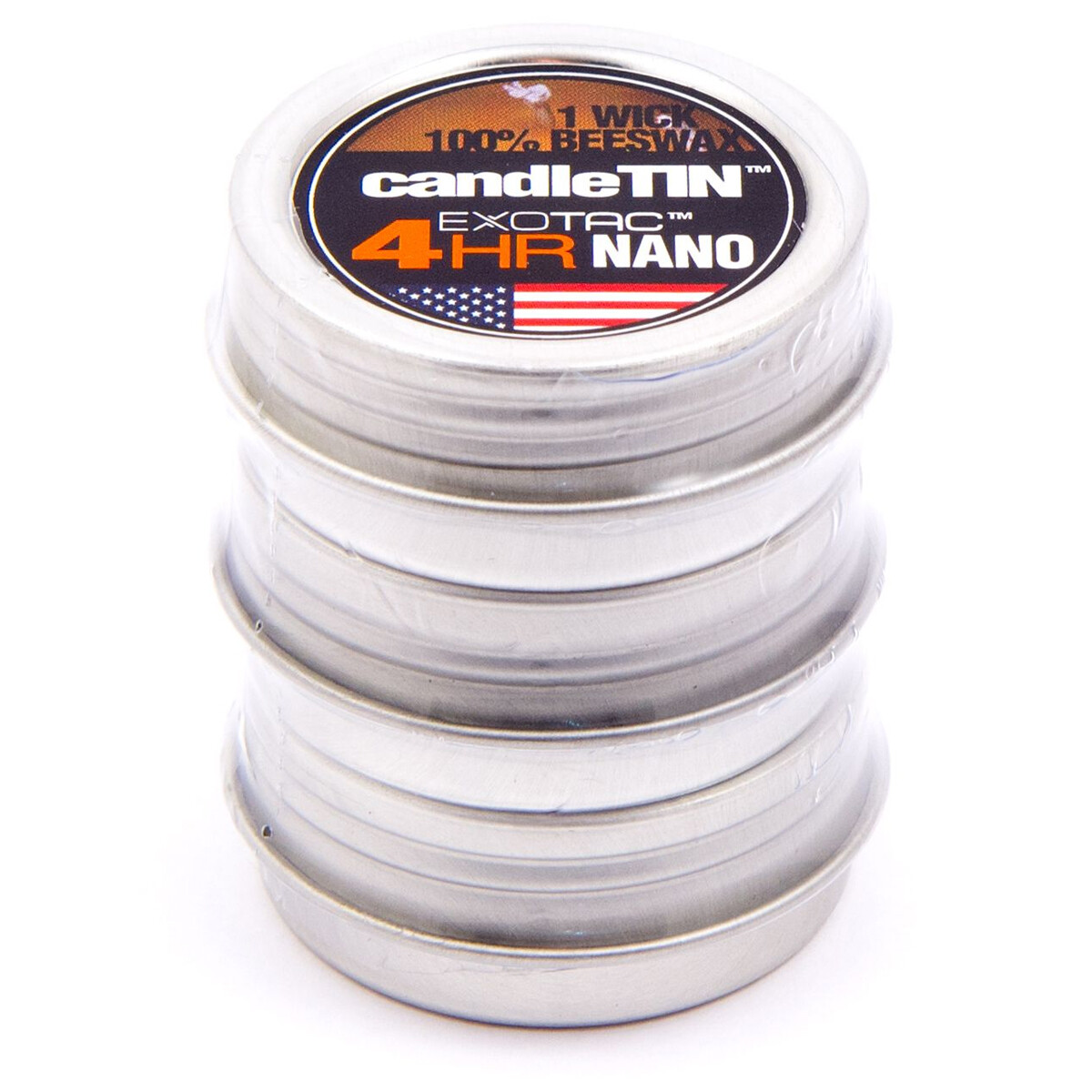 Exotac CandleTIN Nano 1-Wick Emergency Survival Candle 3-Pack - Silver