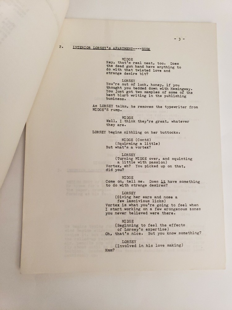 FOREPLAY / Jack Richardson 1975 Screenplay, man buys a doll, segment "Vortex"