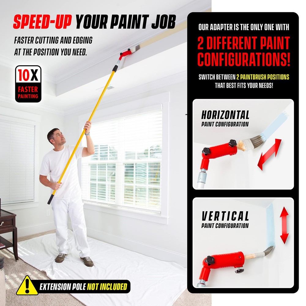 Multi-Angle Paint Brush Extender - High Ceiling Paint Edger Tool, Extension P...