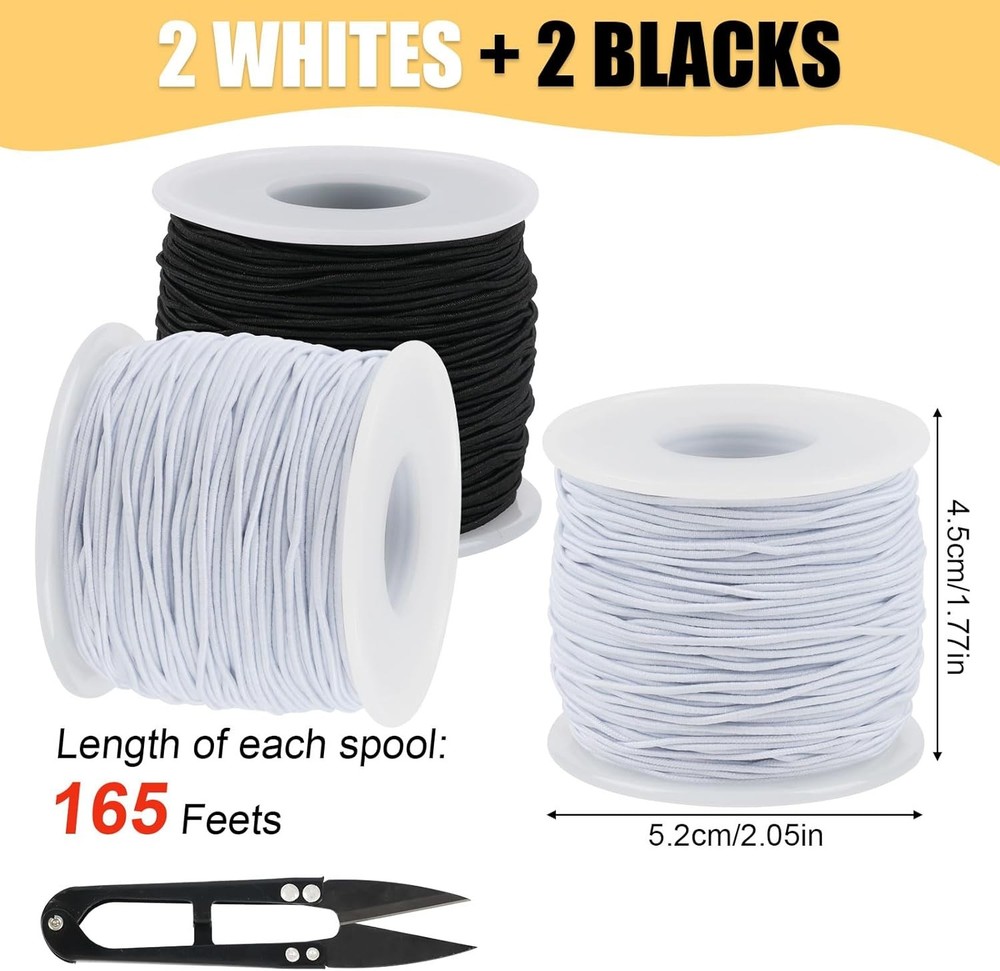 4 Rolls Elastic String for Bracelets, 1 MM 660 Feet Stretchy Bracelet String