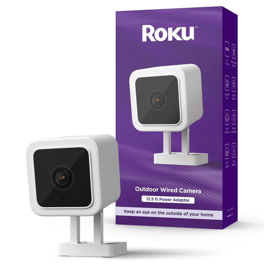 Roku Outdoor Camera for Home Security IP65 Wired Security Camera