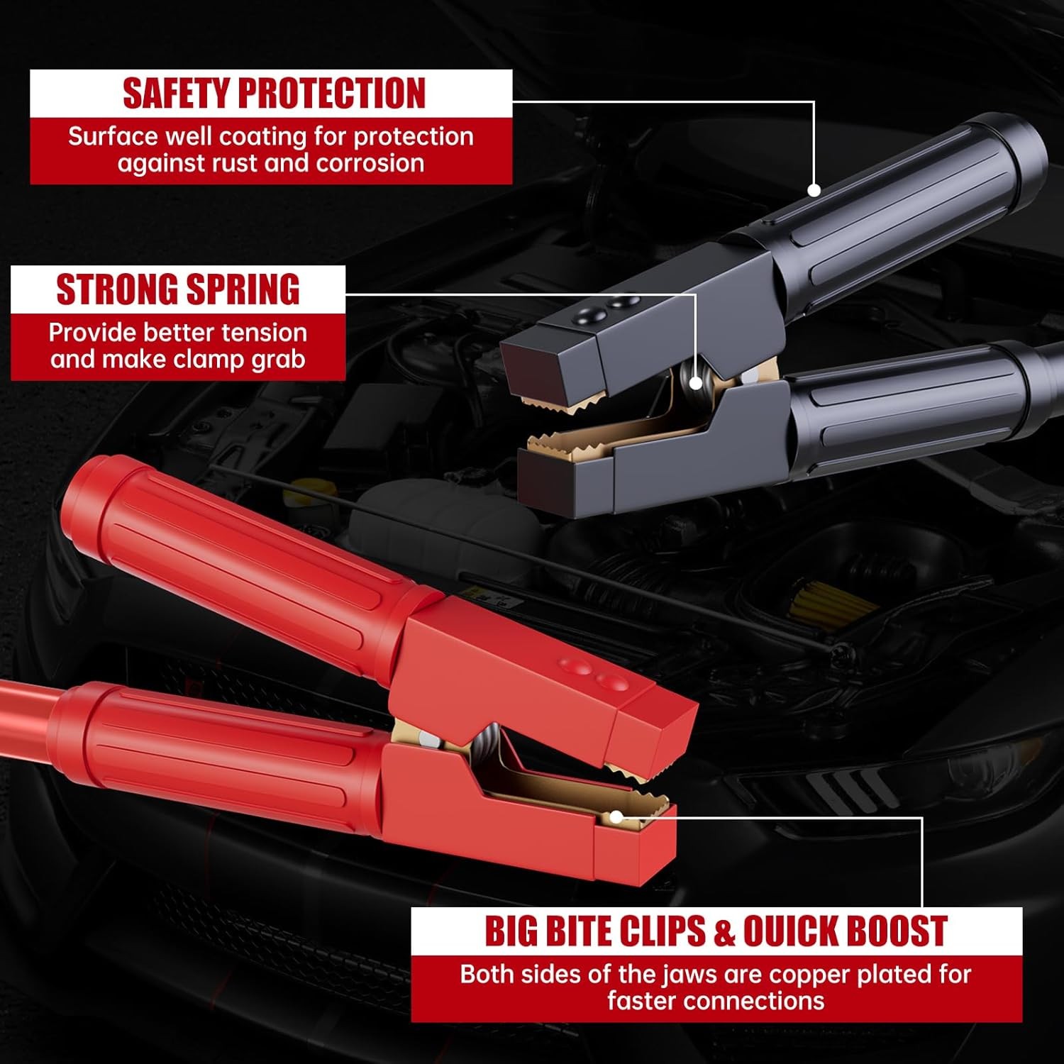 0 Gauge 30Ft Jumper Cables 1000A Heavy Duty Quick Connect Booster for Car Truck