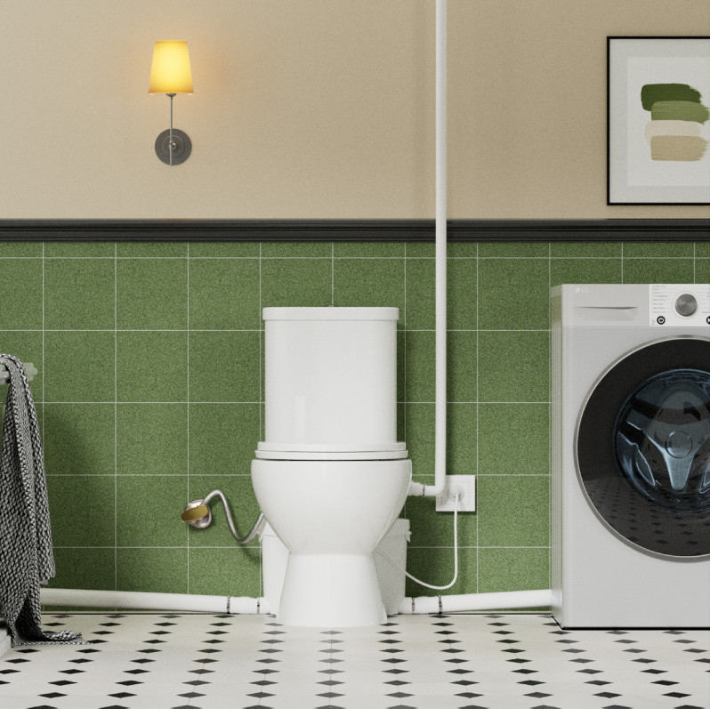 600W Upflush Macerating Toilet System Dual Flush 1/1.6GPF w/ Pump for Basement