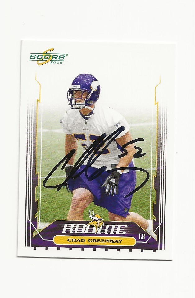 CHAD     GREENWAY      VIKINGS          AUTOGRAPHED    CARD