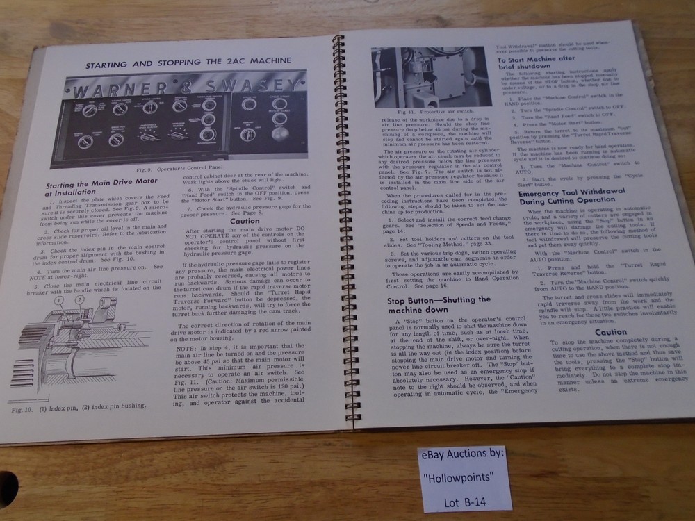 Warney & Swasey 2-AC Operating Instructions Single Spindle Automatic Manual B14