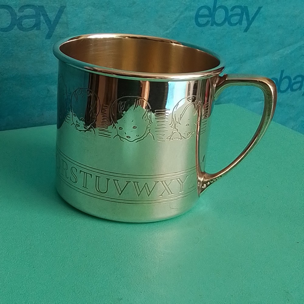 Vintage Oneida Silverplate Christening Baby's Cup, ABC, Name/Date, USA Pre-owned