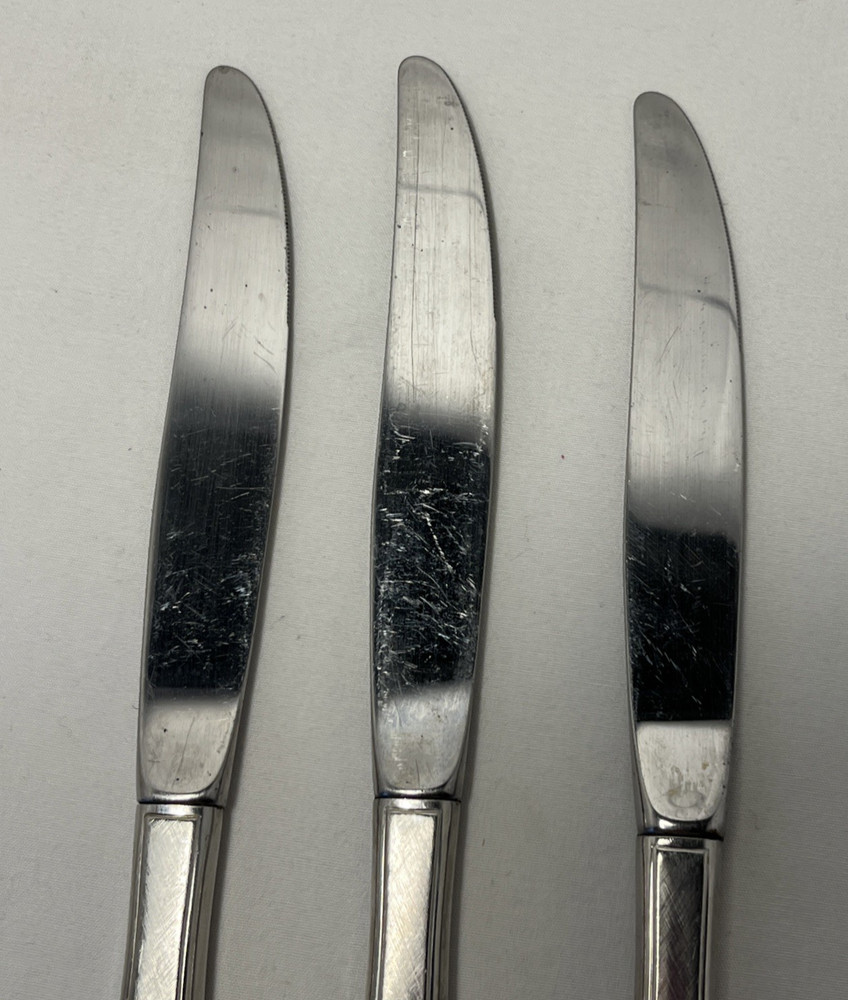 Oneida Ashmore Stainless Flatware 3 Dinner Knives Replacement Burnished Handle