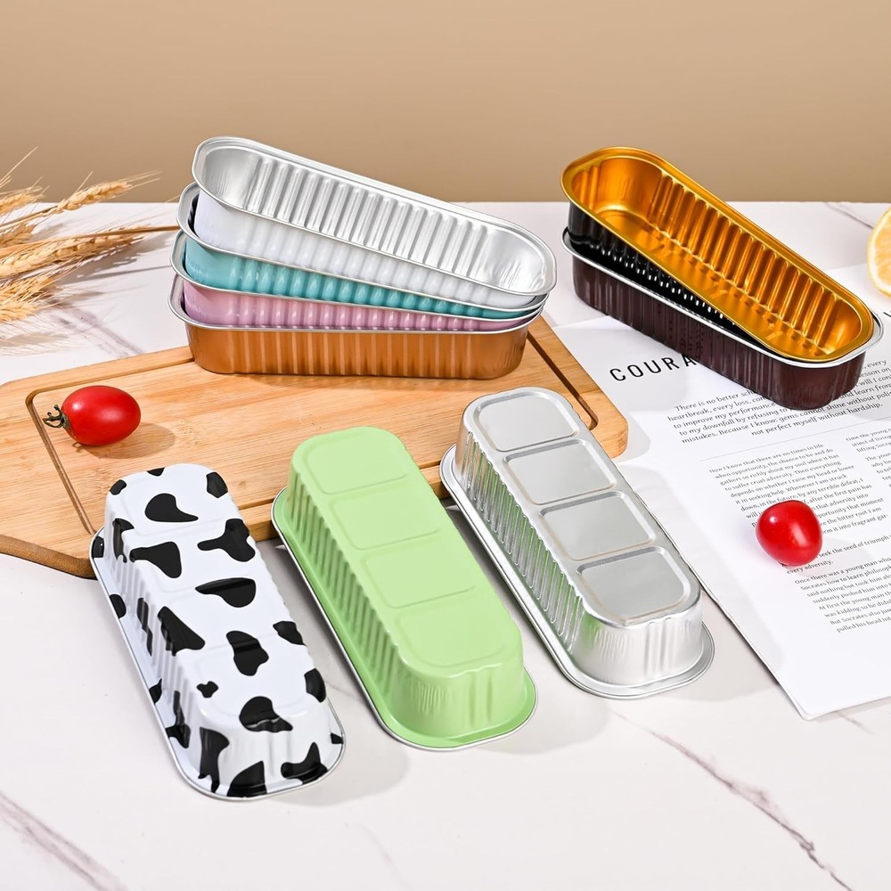 Mini Loaf Baking Pans with Lids and Spoons 50 Pack Aluminum Rectangular