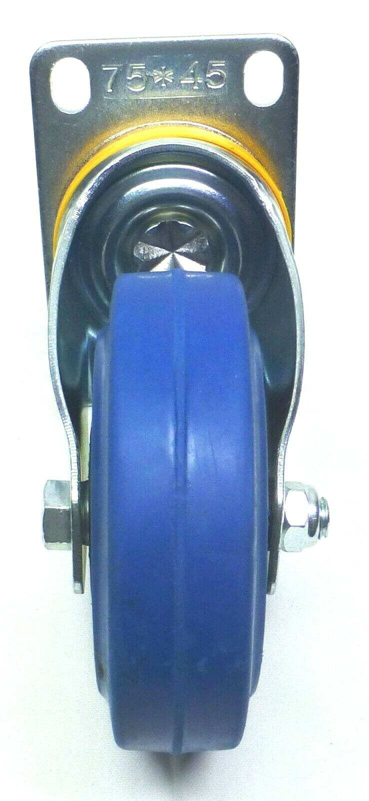 Set Of Four 4" Heavy Duty Swivel Casters, 4" Blue Rubber Wheels