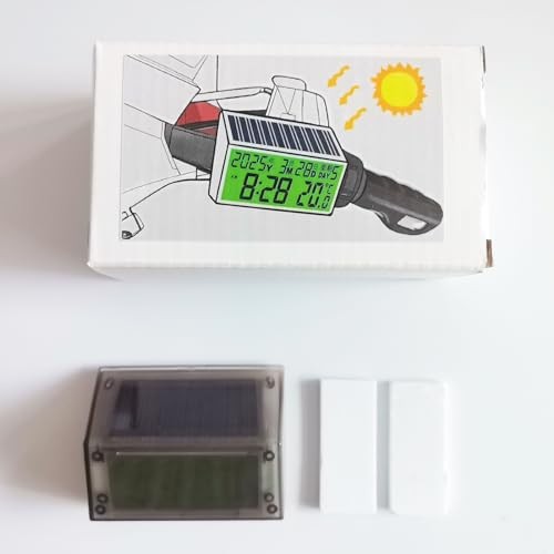 Smart Car Dashboard Clock with Auto Night Backlight, Solar-Powered,