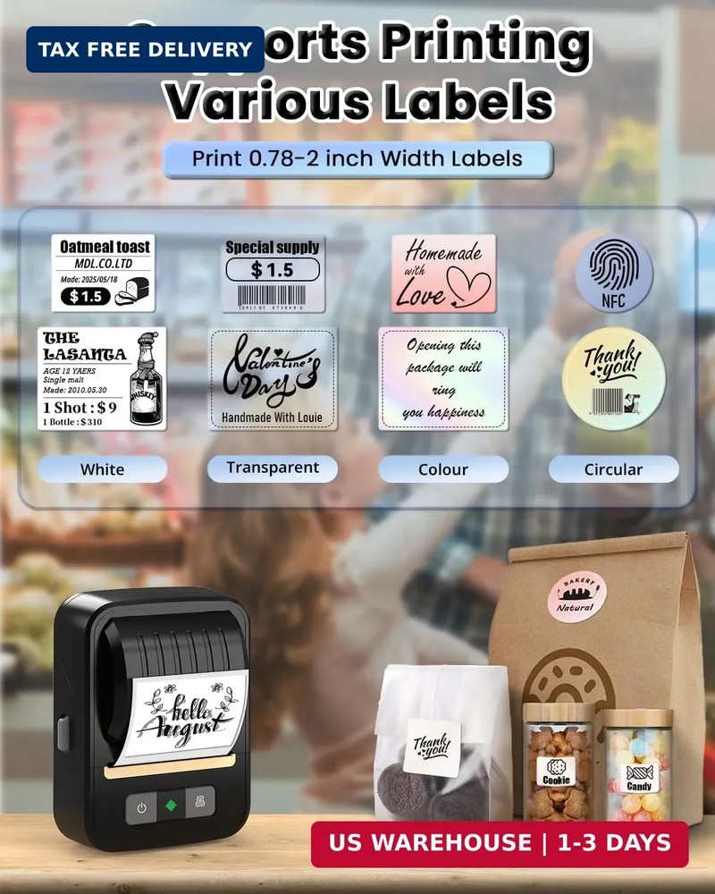 Label Makers, Label Maker Machine with Tape, Bluetooth Label Maker, Portable The