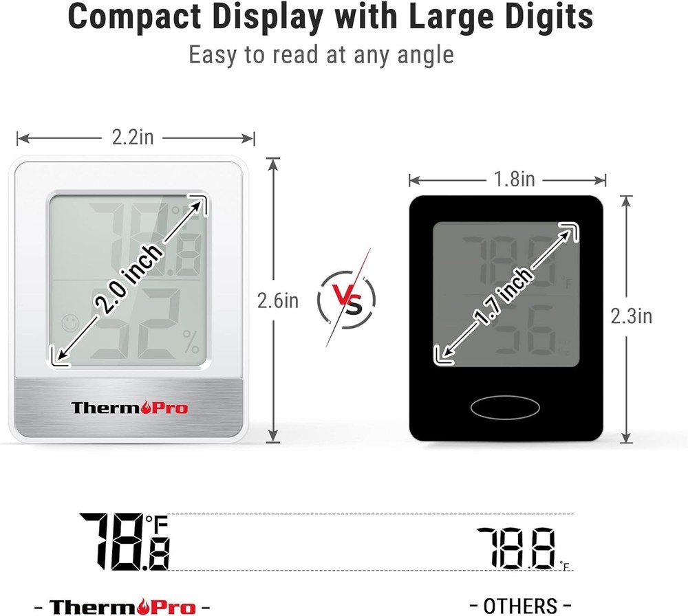 Versatile TP49 Digital Hygrometer - Tabletop, Wall Mount, Perfect for Every Room