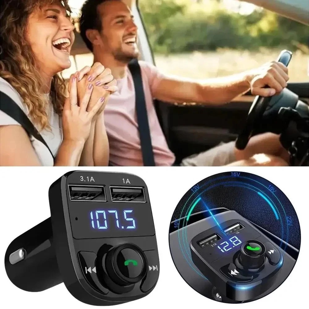 Bluetooth 5.0 Car Wireless FM Transmitter Adapter AUX Hands-Free 2USB PD Charger