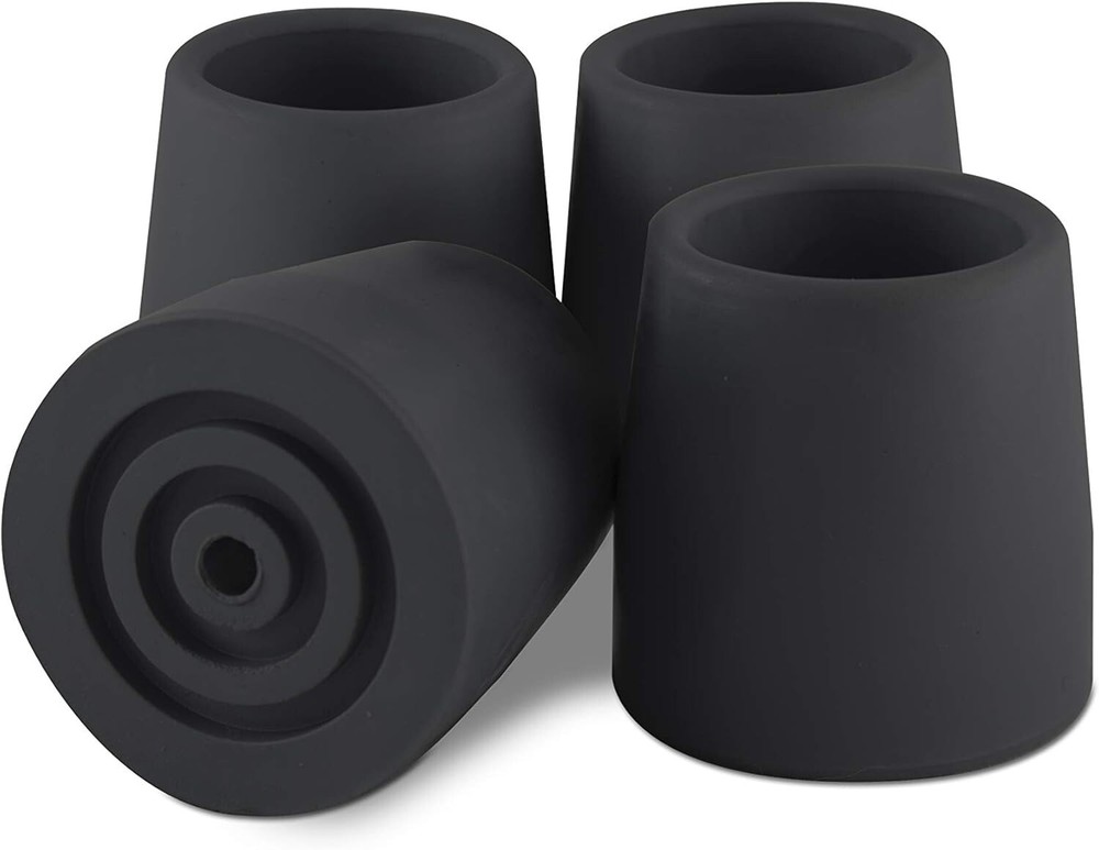 Molded Rubber 1 1/8 Inch Tips for Enhanced Walker & Commode Stability - 4 Pack