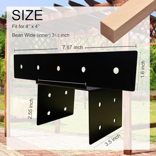 4x4 Wood Post Brackets Black Joist Anchor Connector, New