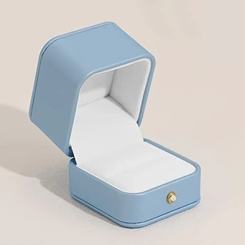 Elegant Sky Blue Ring Box Leather Engagement Ring Box Sky blue ring box.