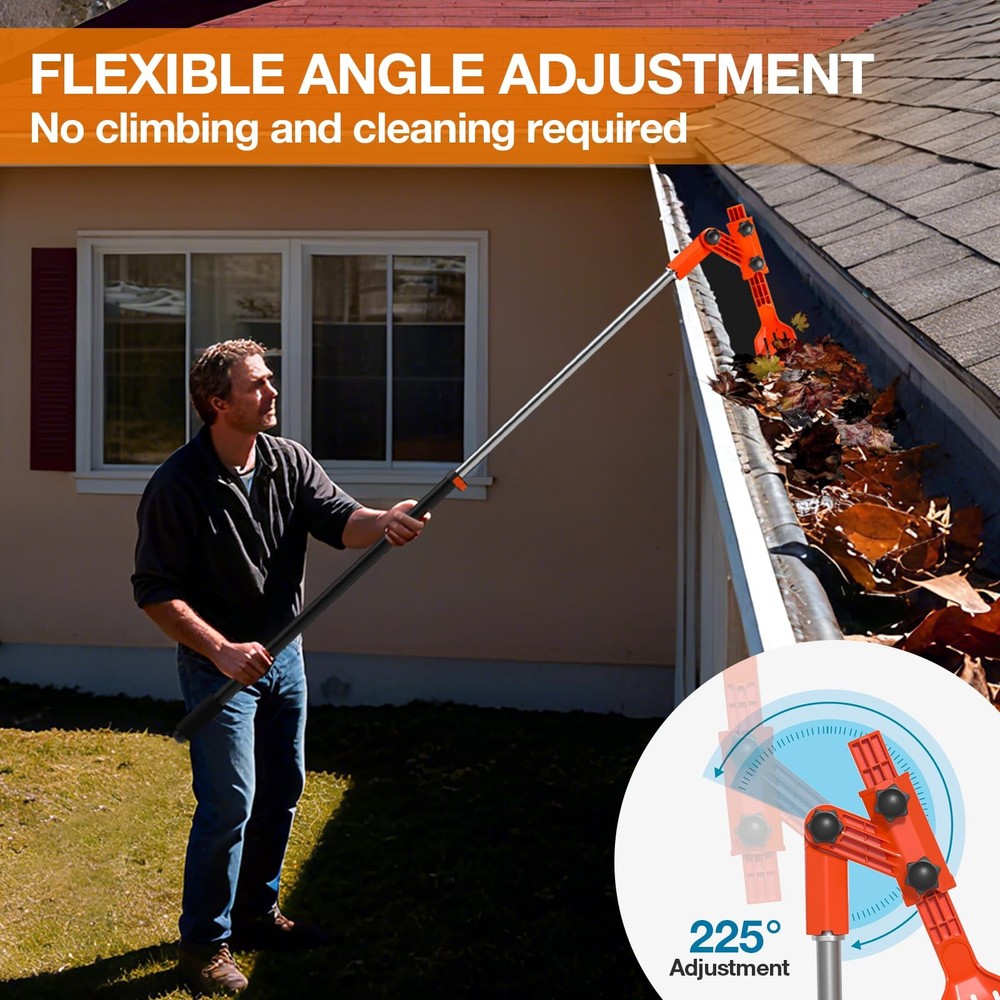 Gutter Cleaning Tools from The Ground, MultiAngle Cleaner, Scoop & Brush & Mi...